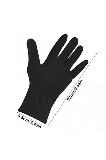 Gants Courts en Satin pour Femme Gants Soie Femme de Danse de Mariée Gants Extensibles Noirs Taille Adulte Longueur Totale 22