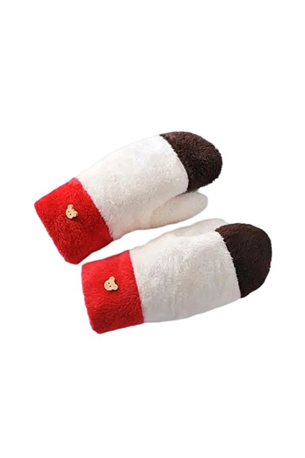 Gants dhiver pour femmes, moufles en peluche thermo-souple et mignon, doigts complets pour femmes et filles par temps froid