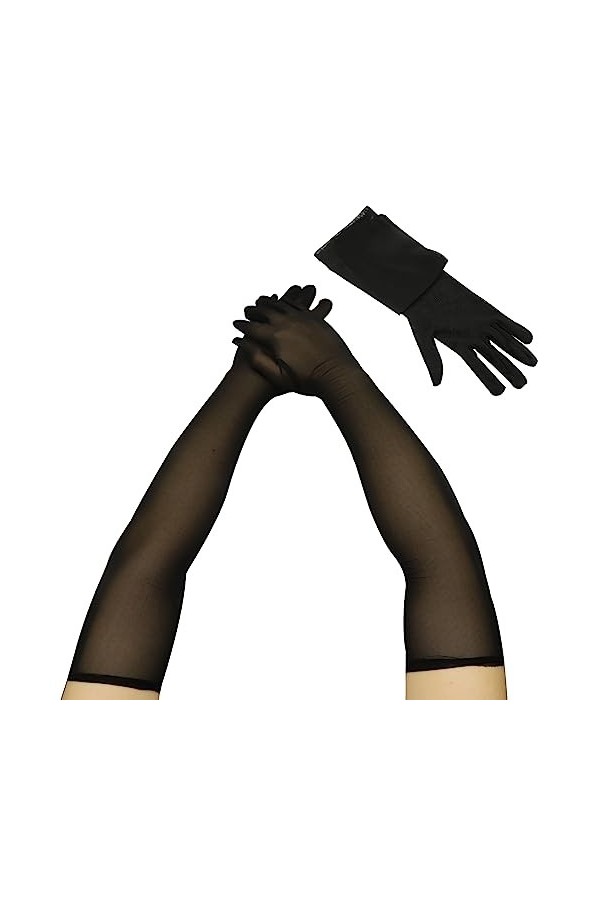 Long Gant Noir Tulle Femme Coude Sexy Gants Nylon Mitaine Femme Sans Couture Opéra Transparent Elégant Gants Longs Moufles Po