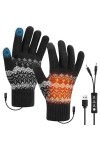 zerotop Gants Chauffants USB Gants Tactiles Hiver pour Homme Femme Gants Tricotés Chauds Doux Elastique Gants à Ecran Tactile