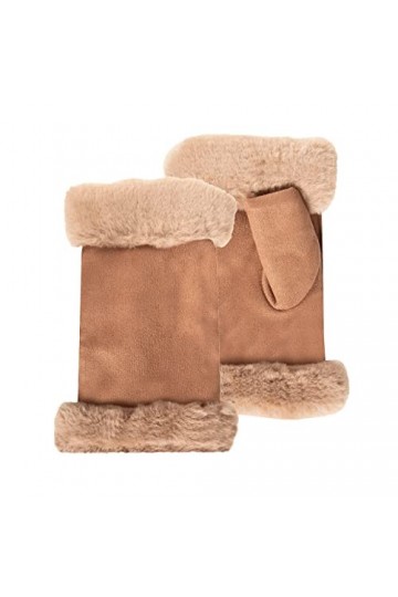 Isotoner Mitaines femme suédine et bords fausse fourrure - doublées fausse fourrure