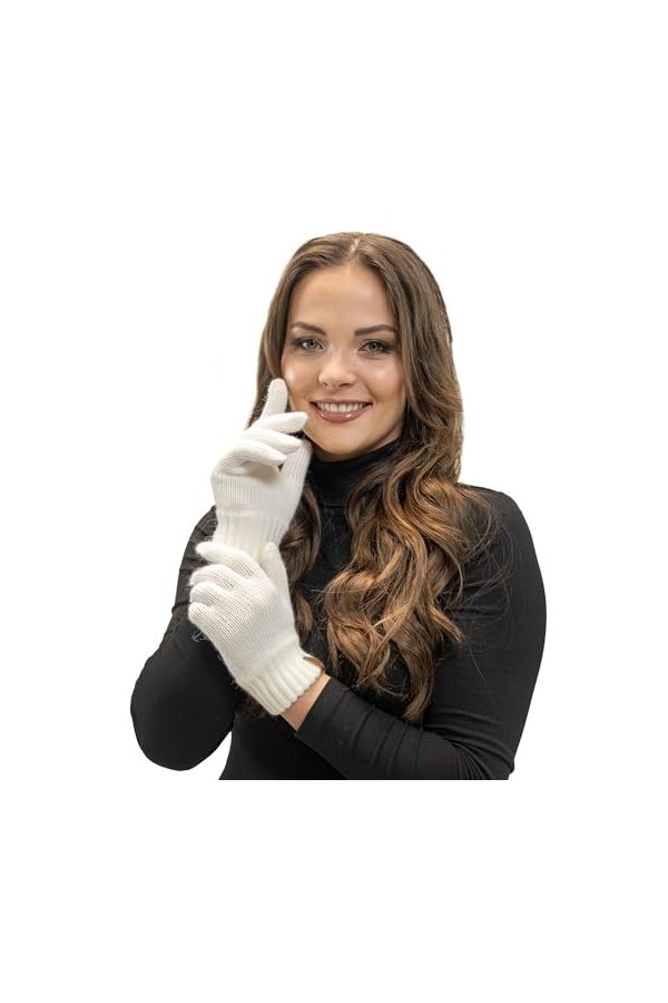 VIVISENCE Gants Classique Pour Hiver 7014R, Ecru,UNI