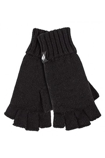 HEAT HOLDERS Femme Gants Sans Doigts Pour Hiver Polaire Fourrure Gants Thermiques Taille unique, Noir 