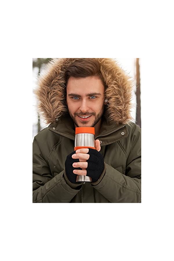 3 Paires Gants sans Doigts dHiver en Fausse Fourrure de Vison, Multicolore Noir, Marine, Gris Clair , Taille Unique