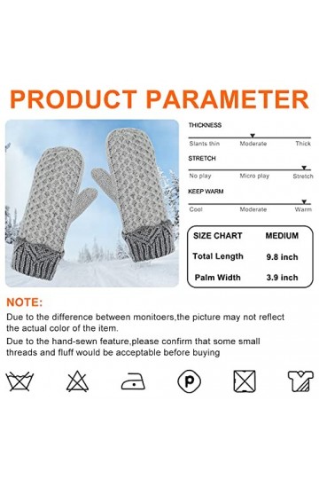 TOLOYE Gant Polaire Femme Hiver, Super Epais Chaud Mitaines Moufles Tricotés Doux Gloves Extérieur Outdoor Sport Gants, Cadea