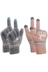 MengH-SHOP Gants Femme Hiver Gants à Ecran Tactiles Tricotés Chaud Douce Motif de Elaphurus Mignon Taille Unique 2 Paires Bl
