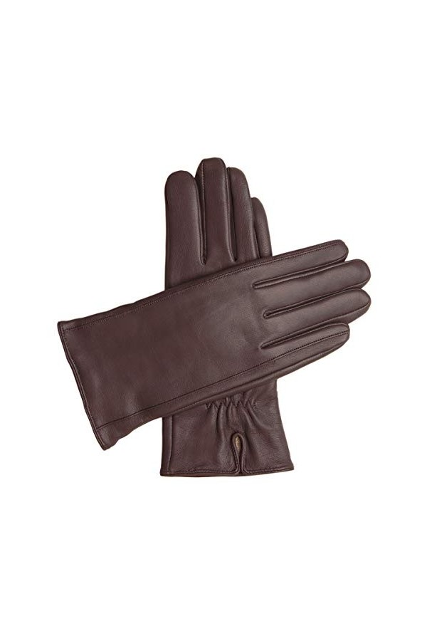 Downholme - Gants Cuir Classique pour Femme avec Doublure en Cachemire Noir, M 