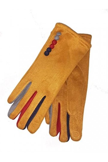 Vera Tucci Margot G05 Gants pour femme Toucher daim écran tactile Multicolore, moutarde, L