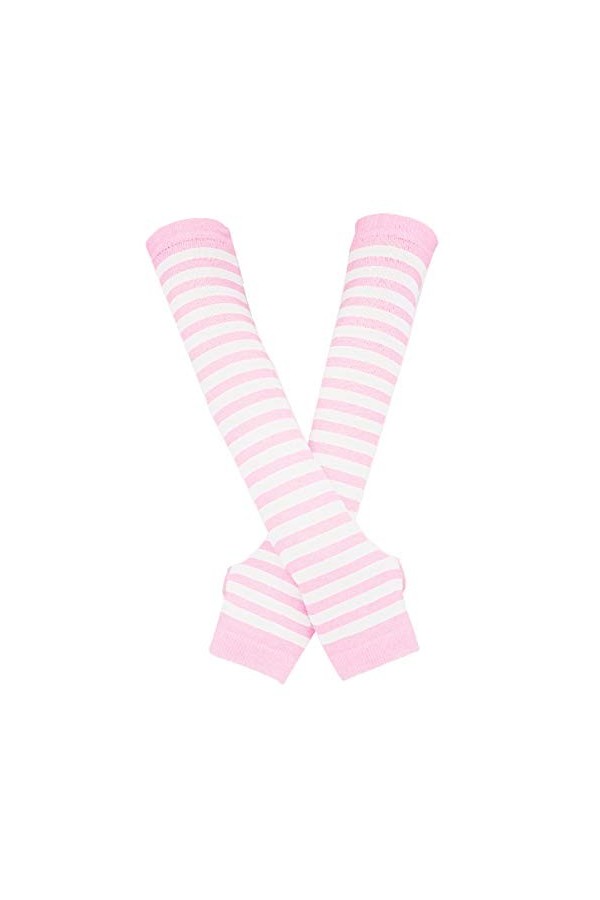 Bienvenu Lot de mitaines chaudes et de chaussettes hautes rayées pour femme, rose clair, taille unique