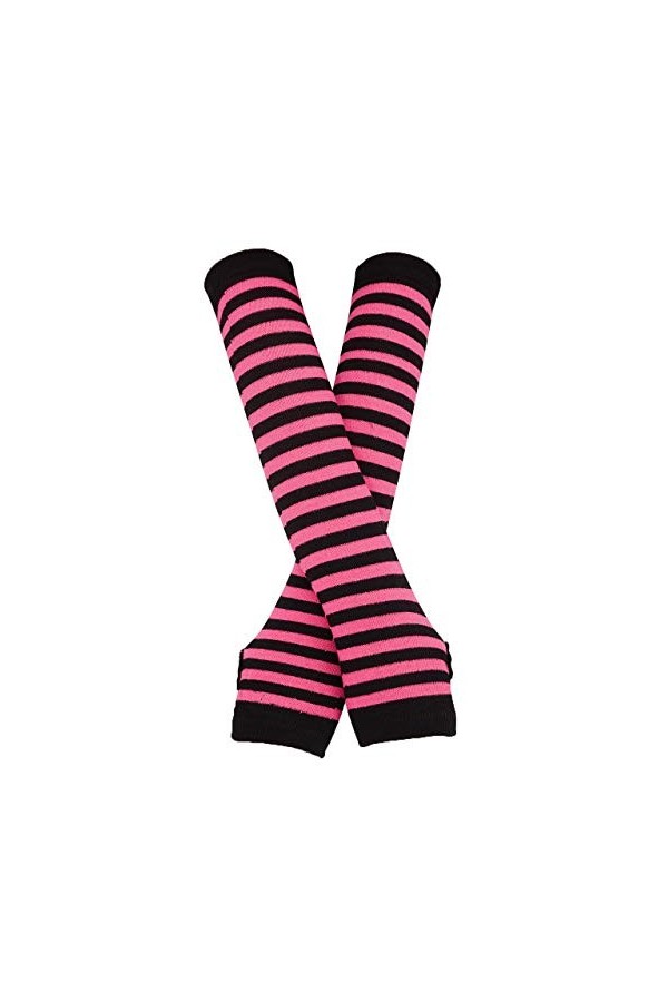 Bienvenu Lot de mitaines chaudes et de chaussettes hautes rayées pour femme, rose clair, taille unique