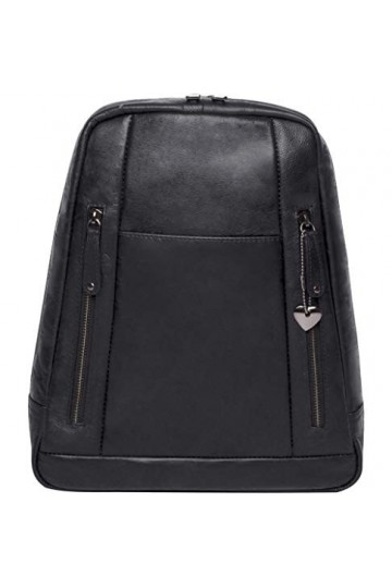 Josephine Osthoff 139 Sac à dos pour femme en cuir véritable avec 3 modes de transport, Noir , Taille Unique