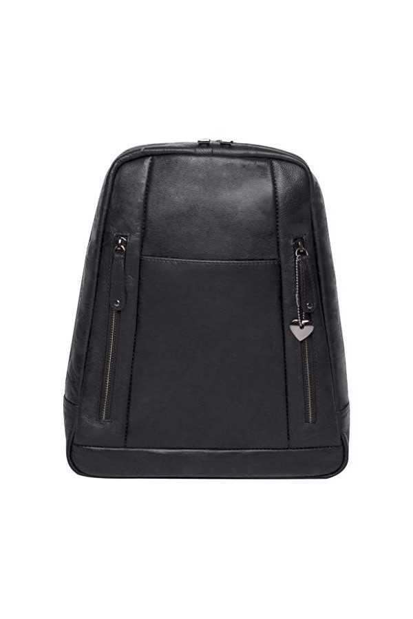 Josephine Osthoff 139 Sac à dos pour femme en cuir véritable avec 3 modes de transport, Noir , Taille Unique