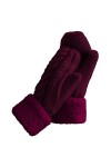 Gants dhiver pour femme avec doublure chaude – Gants épais en laine tricotée, Vin + gris, taille unique