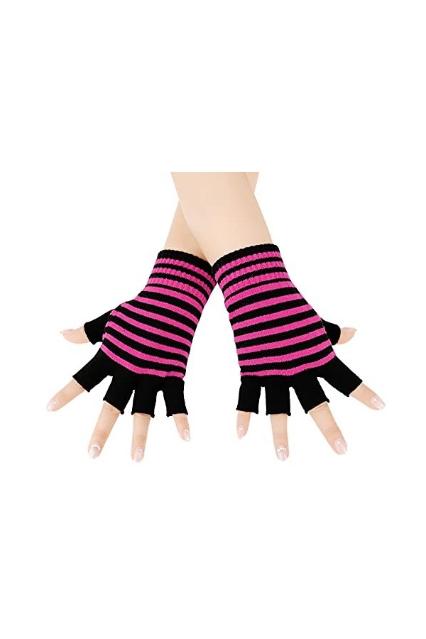 Bienvenu Gants unisexes extensibles sans doigts squelette, Blanc., taille unique