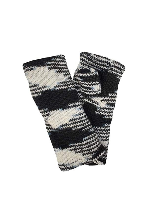 Gheri Mitaines chaudes pour femme en laine polaire doublée à rayures tricotées à la main - Orange - Taille unique