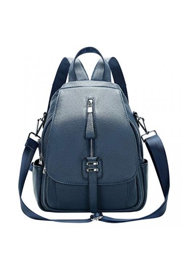 ALTOSY Sac à dos en cuir véritable pour femme - Élégant - Convertible - Avec pompon. - Noir, Medium