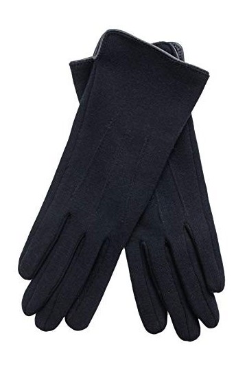 EEM gants pour femmes 100% végétaliens, coton doux, fonction tactile, doublure confortable en polaire teddy, bleu marine ones