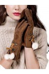 YISEVEN Femme Hiver Nouveau Gants en Cuir Peau de Mouton Véritable Chaud Épais Fourrure Doublure Mérino en Velours Agneau The