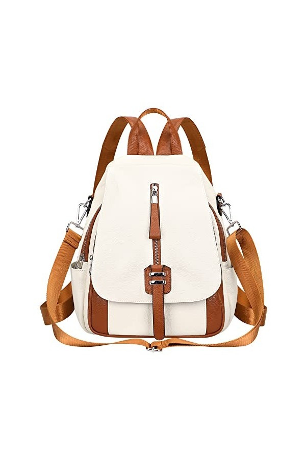 ALTOSY Sac à dos en cuir véritable pour femme - Élégant - Convertible - Avec pompon. - Noir, Medium