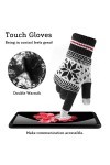 Bearbro Gants Chauds Tactiles Hiver,2 Paires Gants Ecran Tactiles,Gant Femme Chaud Tricot Laine Elastique avec Flocons de Nei