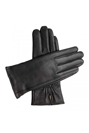 Downholme - Gants Cuir pour Femme avec Doublure en Cachemire pour Ecran Tactile Noir, L 
