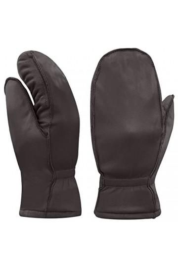 Harssidanzar Femmes Gant Moufle en cuir peau de mouton dagneau, Marron, S