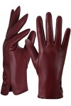 GSG Gants Hiver en Cuir pour Femme Gants Chaud Écran Tactile en Peau de Mouton Doublés de Polaire Noir-Violet S