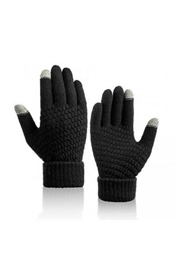 Hiver Chauds Tricoté en Laine Gants à Ecran Tactiles Tricotés Gants,Gants Hiver Chaud Tactile Antiderapant Super Doux Gants T