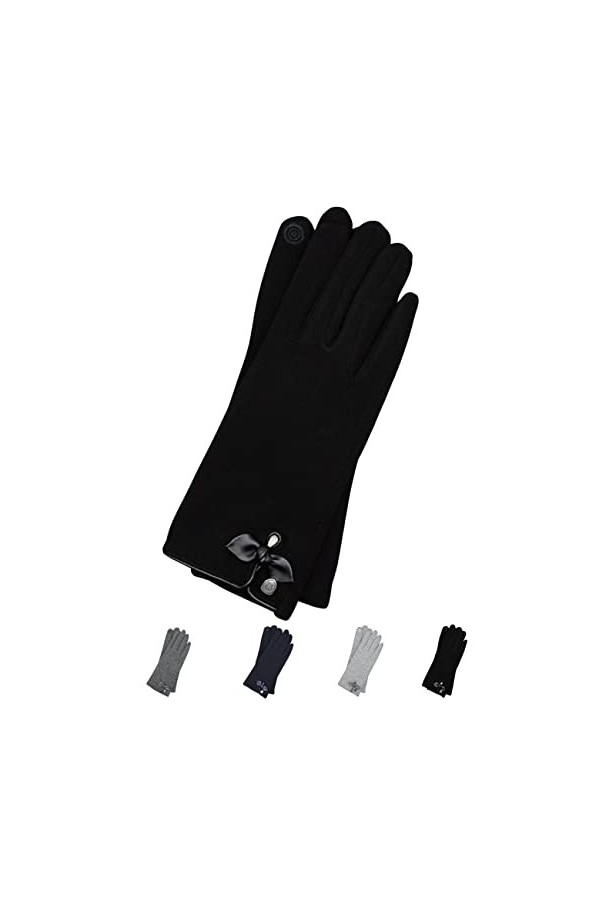 LIZ Gants tricotés classiques en polaire 100&nbsp;% peluche ultra-douce compatibles avec fonction tactile pour femme - gris - Tail
