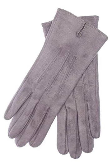 EEM gants pour femmes 100% végétaliens, aspect velours, matériau élastique doux, polaire pelucheuse, taupe onesize