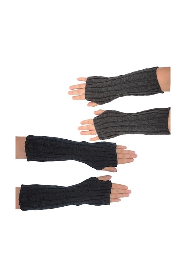 Zelta Manchettes longues tricotées Mitaines pour Femme en Fibre Acrylique M beige