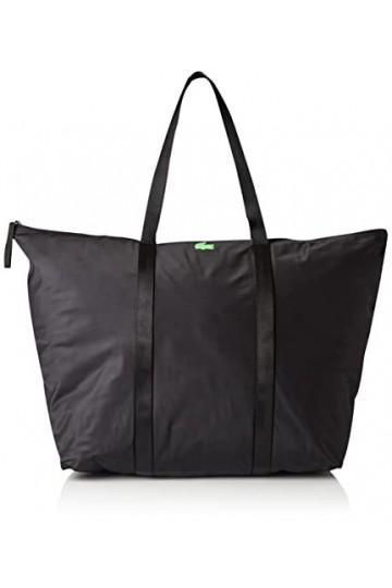 Lacoste Sac Cabas Izzie Femme, Noir Vert Fluo, Taille unique