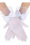Gants en Dentelle avec Nœud Mitaines de Mariage de Fête Gants de Bal Courts Accessoires de Protection Solaire Élégants de Soi