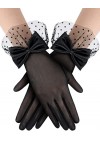 Gants en Dentelle avec Nœud Mitaines de Mariage de Fête Gants de Bal Courts Accessoires de Protection Solaire Élégants de Soi