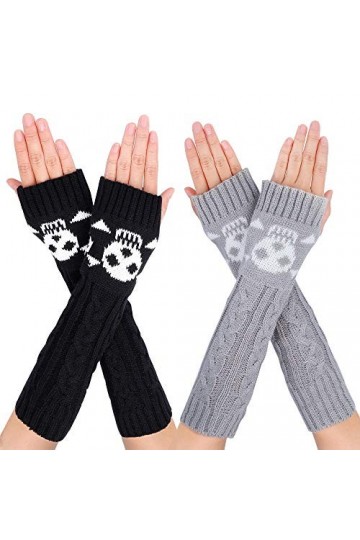 Gants en Tricoté Arm Femme Gants Thermique dHiver Sans Doigts Chaudes Poignet Bras Mitaines Tricotées avec Trou de Pouce 2 P