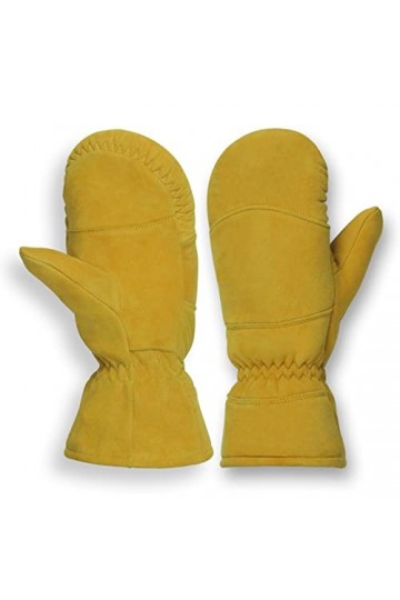 American Fur Moufles en daim de cerf – Doré isolé XL 