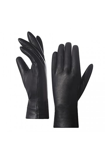 Harssidanzar Femmes Gants En Cuir Italien Agneau Doublés De Cachemire, Marron, L