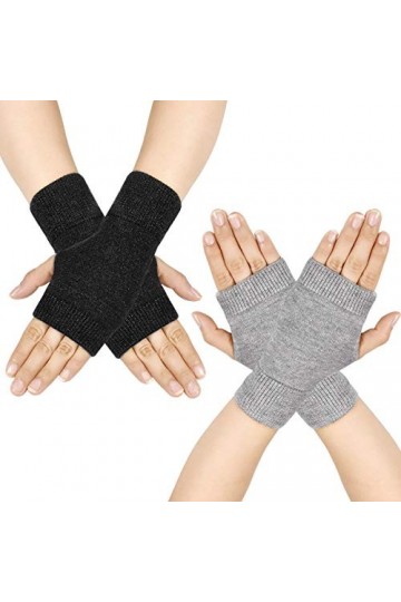 Gants Sans Doigts Demi Doigt Femme Gants Chauffants Extensible Gants Tricotés Gants Chauds dHiver pour Femmes,Noir,Taille un