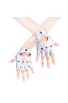 JISEN Gants de performance punk en cuir PU pour femme, a-noir, taille unique