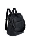 UTO Femme Sac à Dos Petit Sac à Bandoulière Amovible Bien Organisation Capacité Similicuir Souple Noir