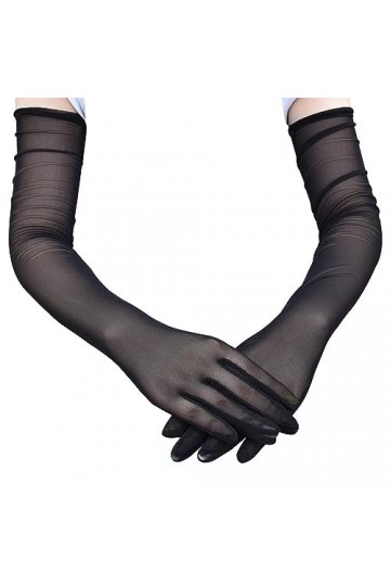 Gants de soirée en satin pour femme Longueur coude, Noir , taille unique