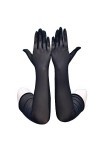Gants de soirée en satin pour femme Longueur coude, Noir , taille unique