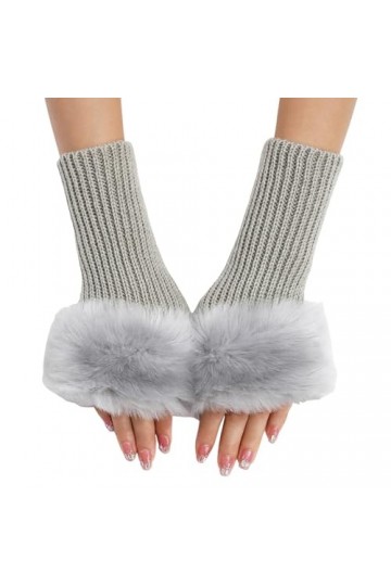 Gants dhiver pour femme - Gants en tricot épais - Gants en laine tricotée - Mitaines sans doigts - Mitaines en tricot - Chau