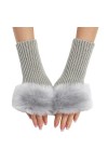 Gants dhiver pour femme - Gants en tricot épais - Gants en laine tricotée - Mitaines sans doigts - Mitaines en tricot - Chau