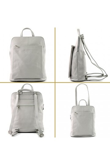 modamoda de - T141 - Sac à dos ital 3 en 1 en cuir pour femme, taupe, siehe Beschreibung