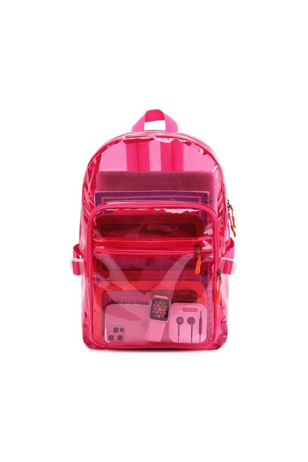TINYAT Sac à dos transparent pour femme - Imperméable - Super PVC - Style décontracté - Sac à dos tendance - Sac à dos shoppi