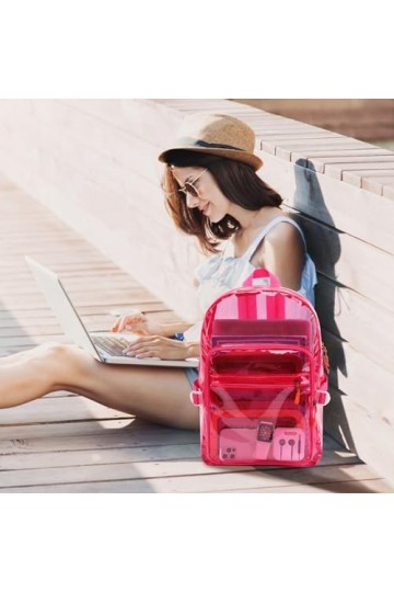 TINYAT Sac à dos transparent pour femme - Imperméable - Super PVC - Style décontracté - Sac à dos tendance - Sac à dos shoppi