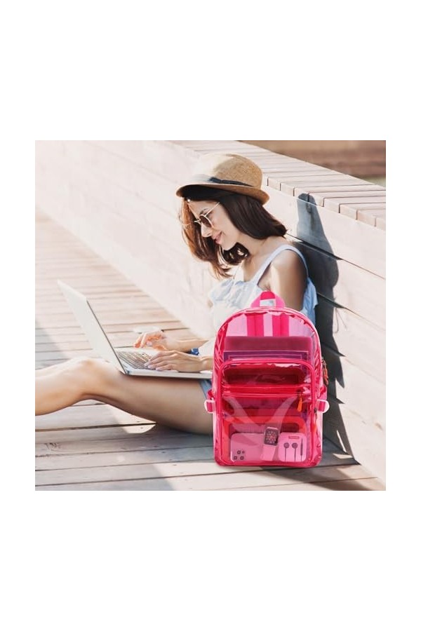 TINYAT Sac à dos transparent pour femme - Imperméable - Super PVC - Style décontracté - Sac à dos tendance - Sac à dos shoppi