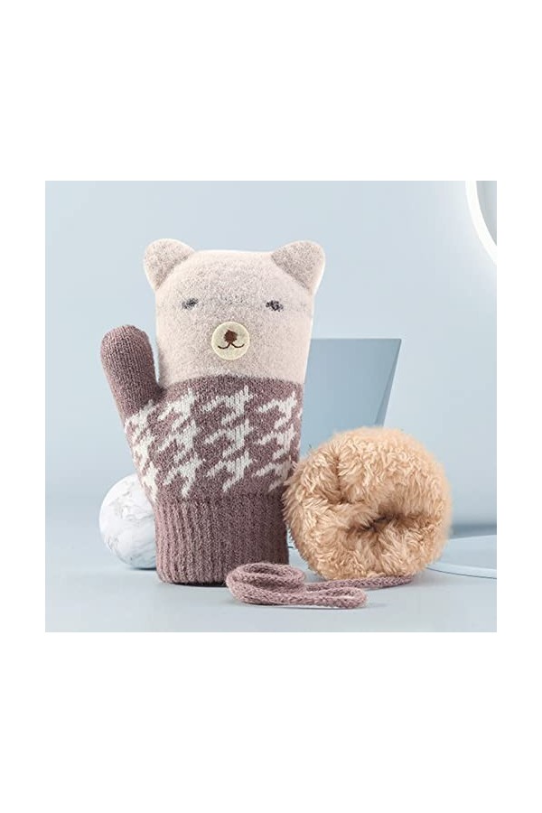 Gants chauds coupe-vent et épais pour enfants - Gants en peluche pour femme - Pour temps froid, kaki, taille unique