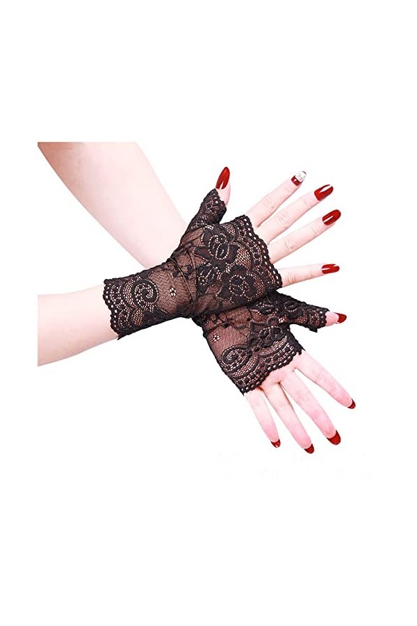 Qixiu Gants pour femme - Noir - Gants de soirée chauds - Gants dhiver tricotés - Carnaval - Opéra, Blanc., taille unique